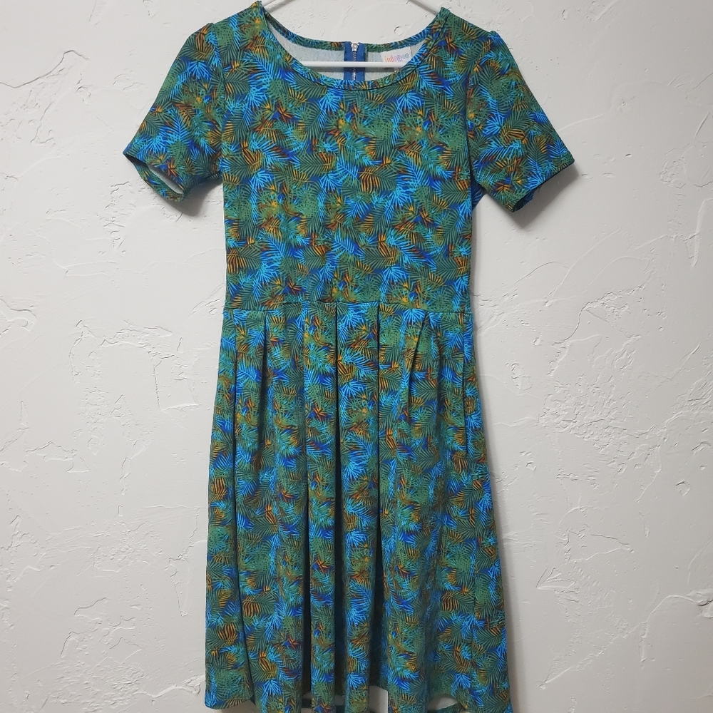 Lularoe Midi Dress Short Sleeve, Casual Small Blue